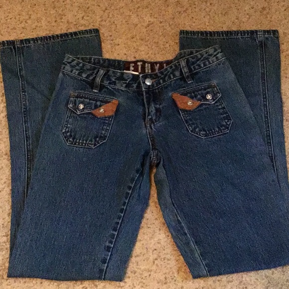 Ethyl Denim - Jeans with Leather & Jewel Accents